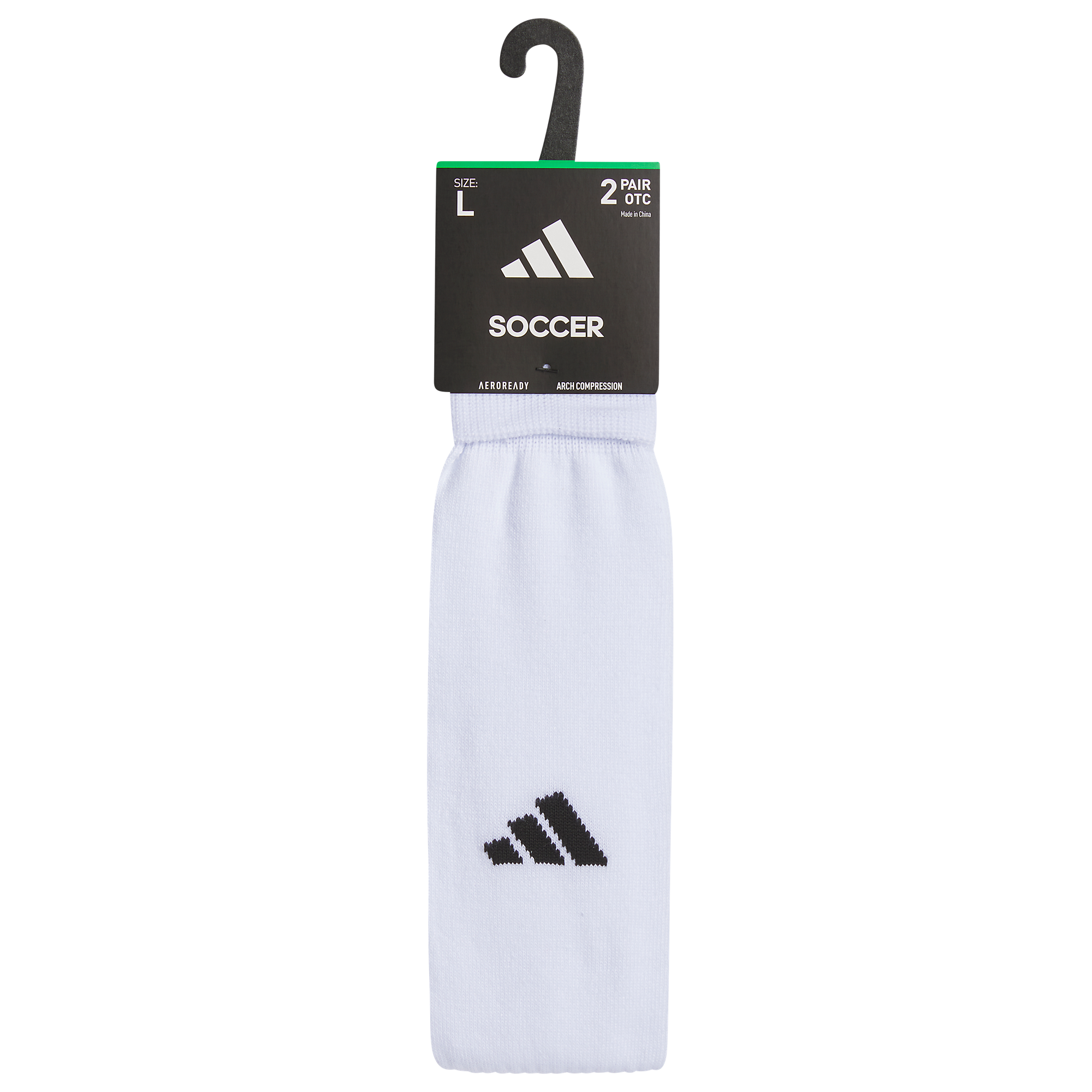 adidas Rival 2.0 Soccer Socks 2 pk - White/Black